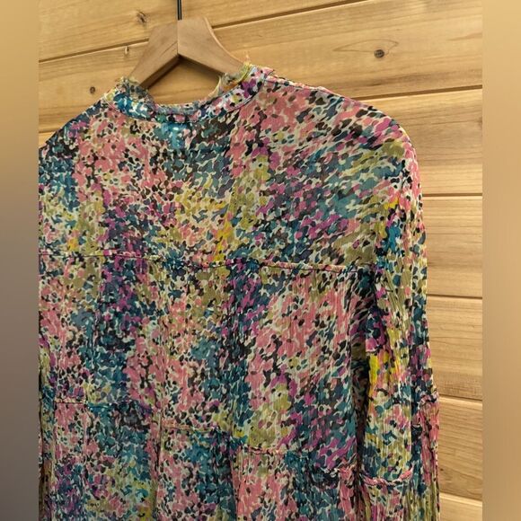 Sundance Size XSmall Cupro Evelina Lined Pleated Relaxed Fit Colorful Blouse - Picture 7 of 11